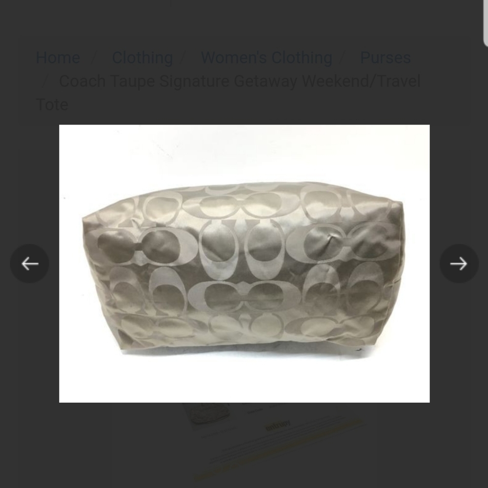 NWOT COACH taupe weekender bag & cosmetic bag - Picture 7 of 8